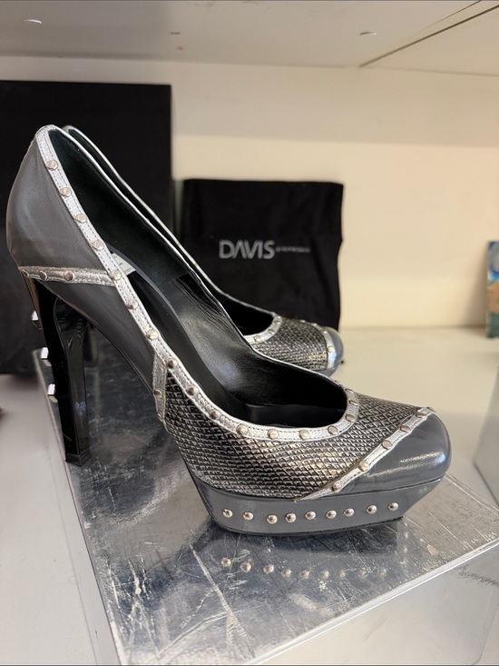 Ruthie Davis Gunmetal Gray Studded Platform Pumps main image 1